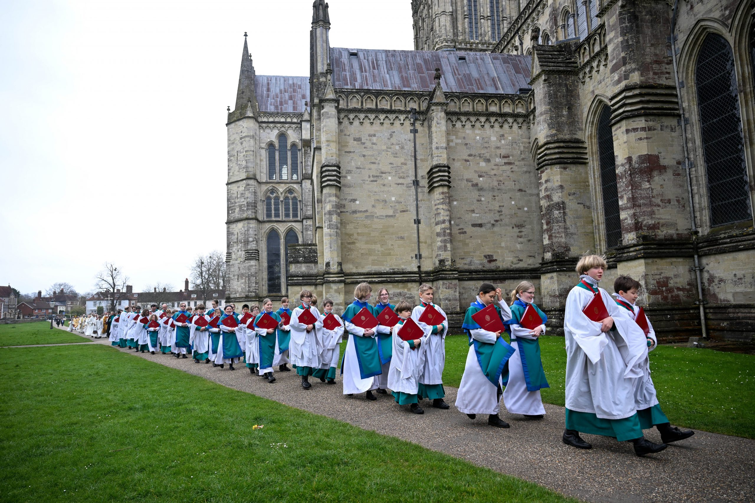 Choristers in procession at Easter Service 2024