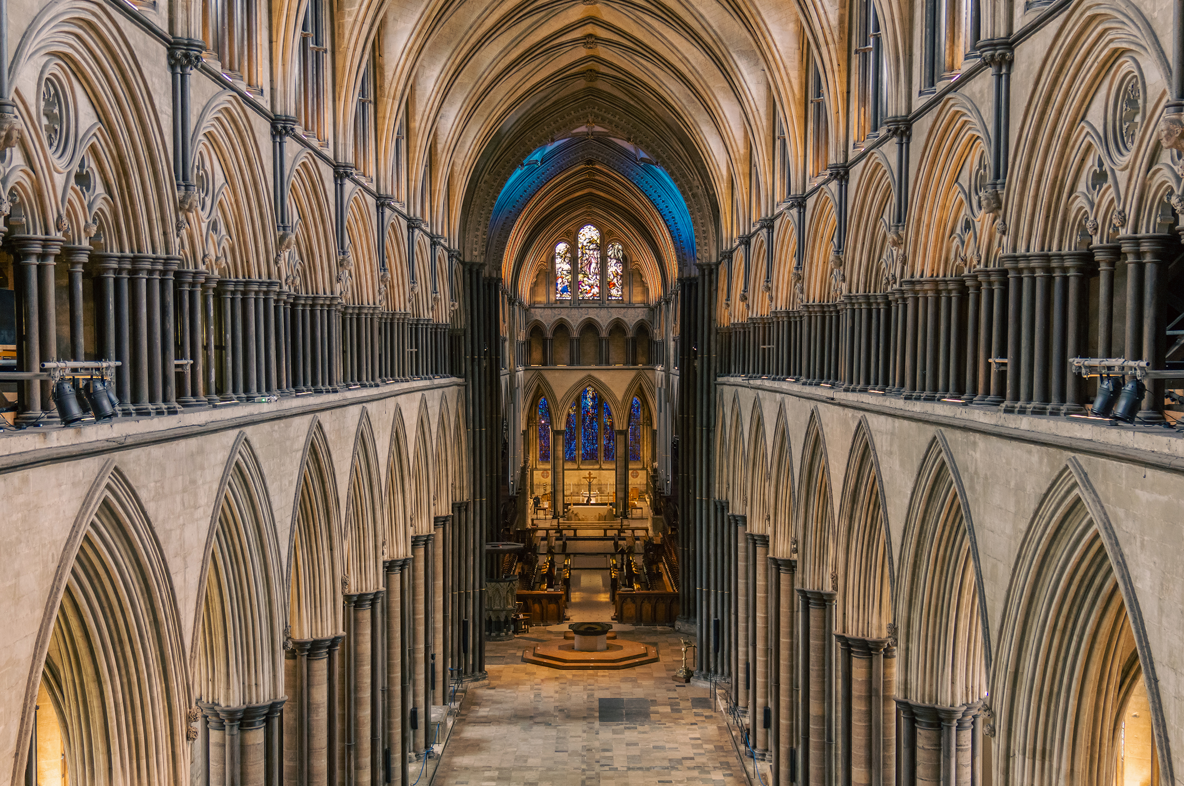 View of nave with crossing altar