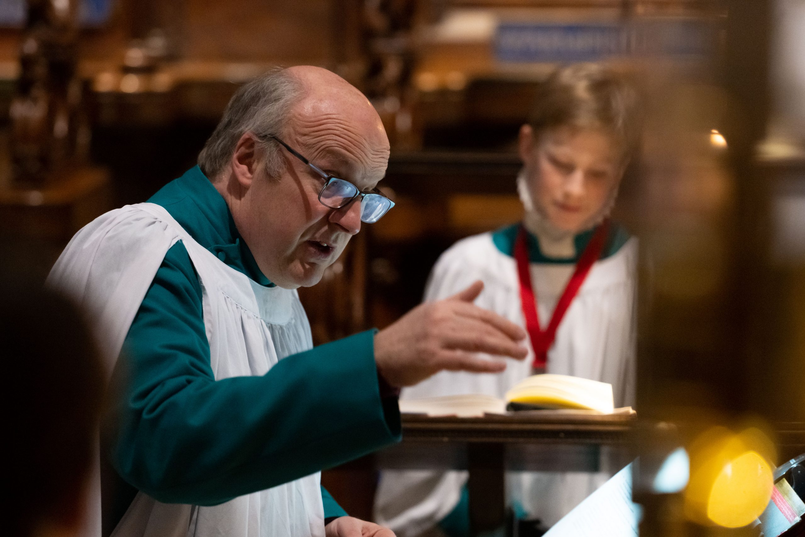 David Halls, Director of Music, working with the choristers